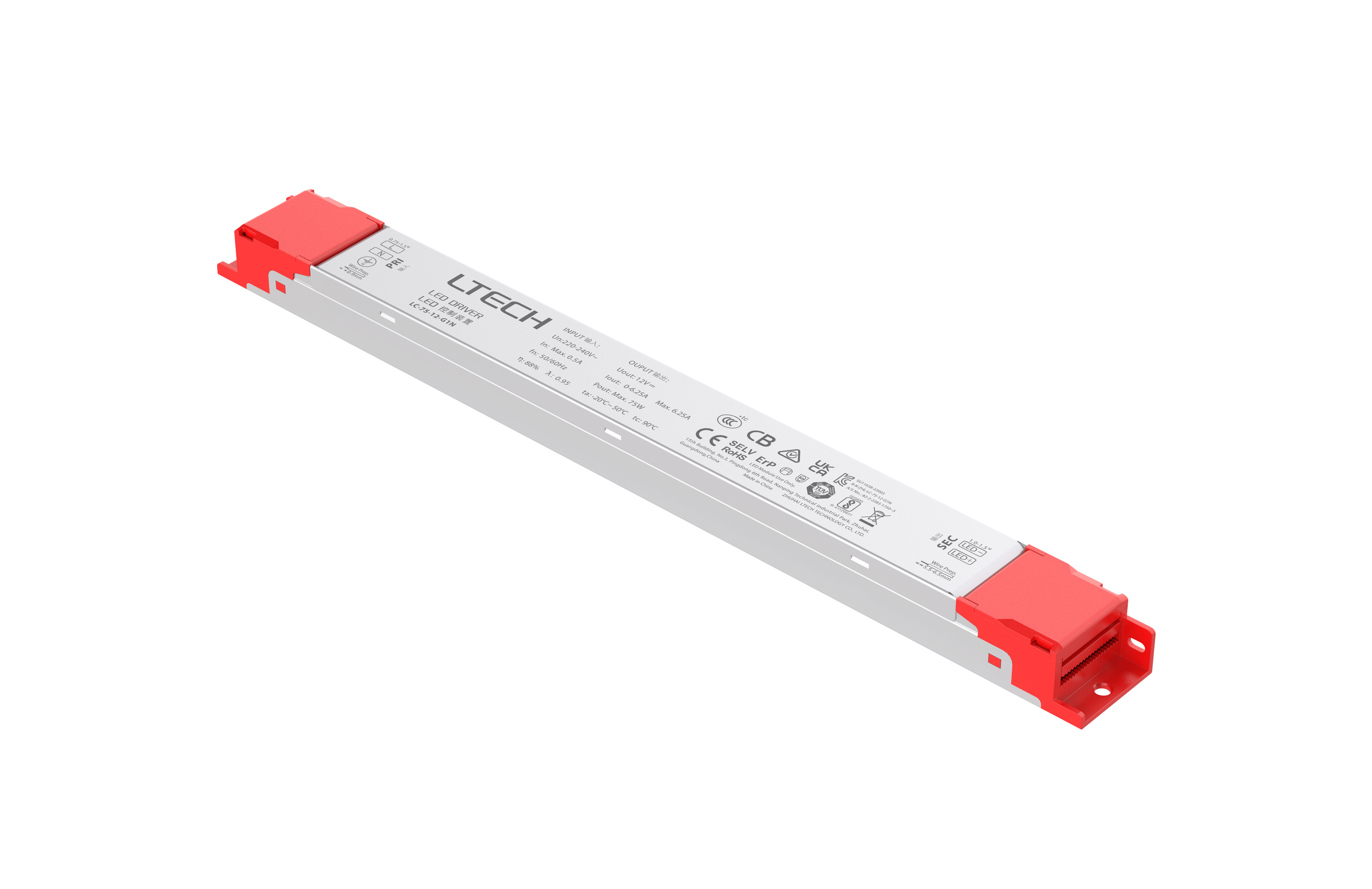 LC-75-12-G1N  Intelligent Constant Voltage  LED Driver, ON/OFF, 75W, 12VDC 6.25A , 220-240Vac, IP20, 5yrs Warrenty.